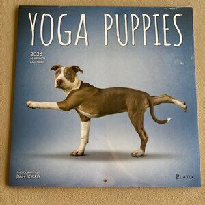 Yoga Puppies 2026 Wall Calendar 16 Months 12"x12" - NEW-SEALED